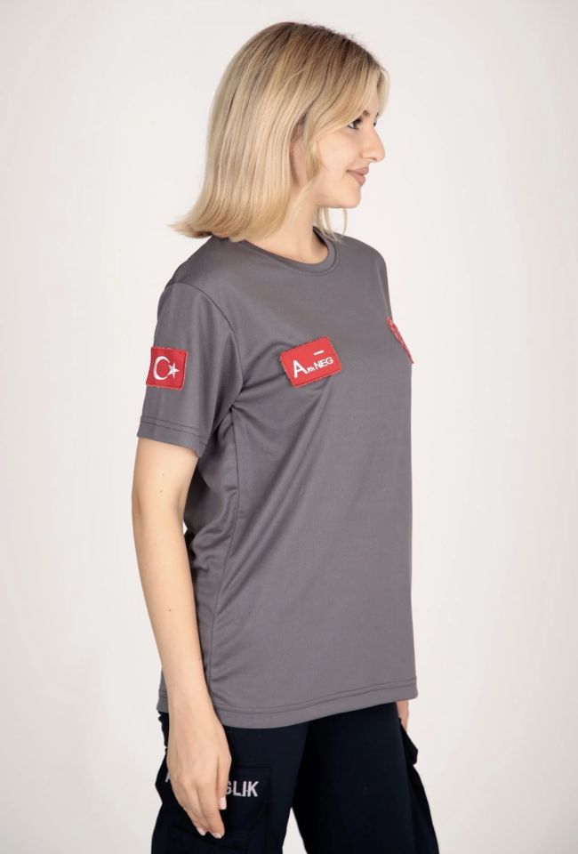Evde Sağlık Sıfır Yaka Füme Comfort T-shirt (Unisex-Fileli)