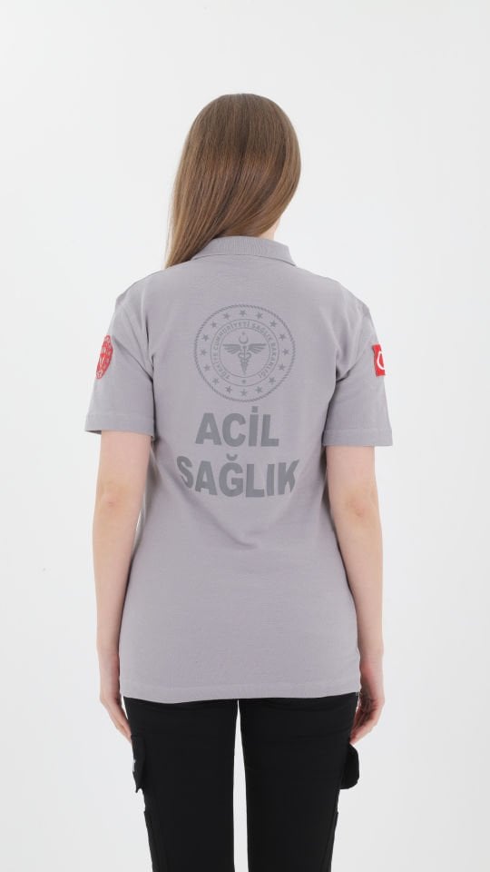 112 Acil Sağlık Açık Gri Lacost T-shirt (Unisex)