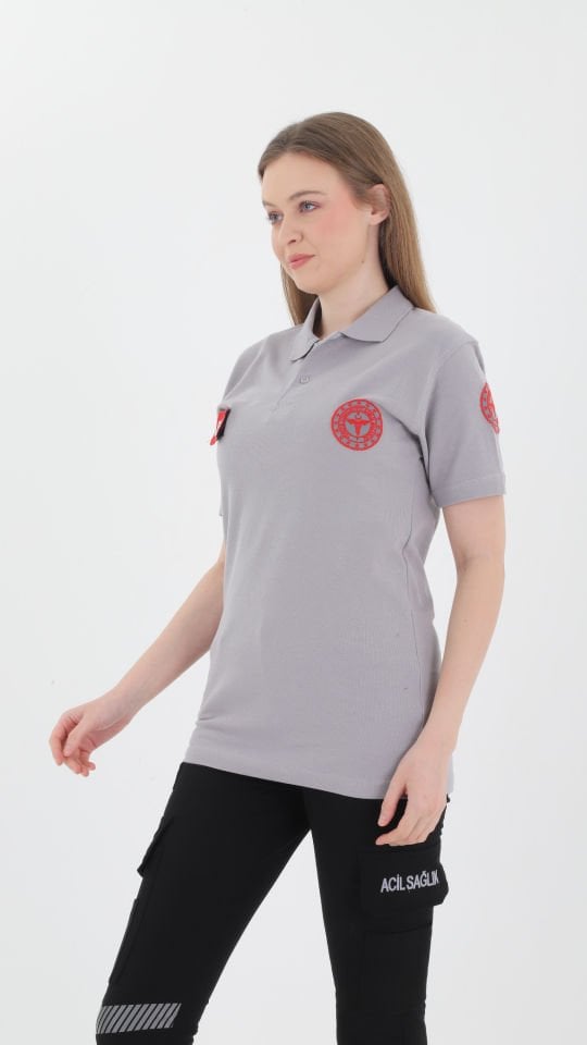 112 Acil Sağlık Açık Gri Lacost T-shirt (Unisex)