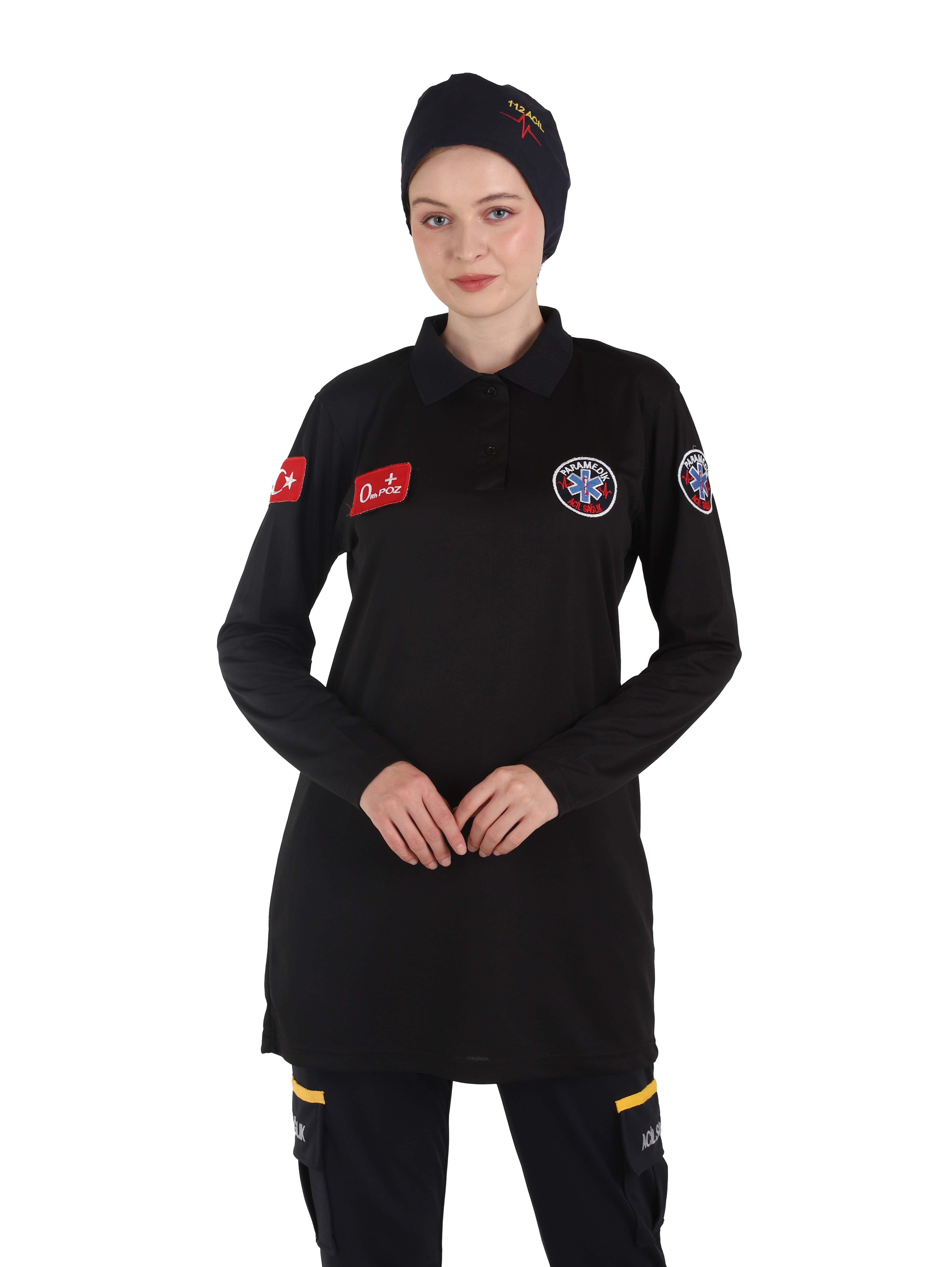 Yeni Paramedik Siyah Comfort Tunik (Fileli)
