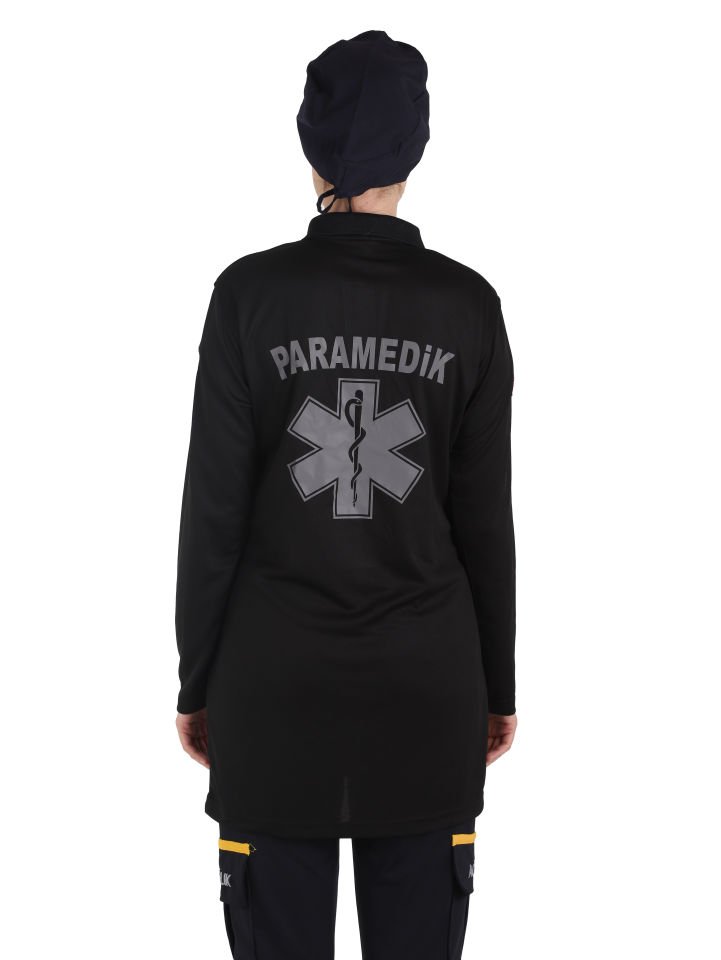 Yeni Paramedik Siyah Comfort Tunik (Fileli)