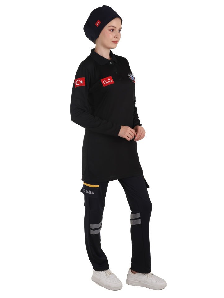 Yeni Paramedik Siyah Comfort Tunik (Fileli)