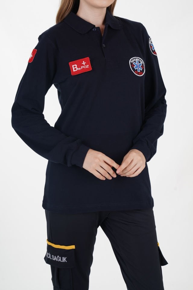 Paramedik Lacivert Uzun Kollu Lacoste  T-shirt (Unisex)