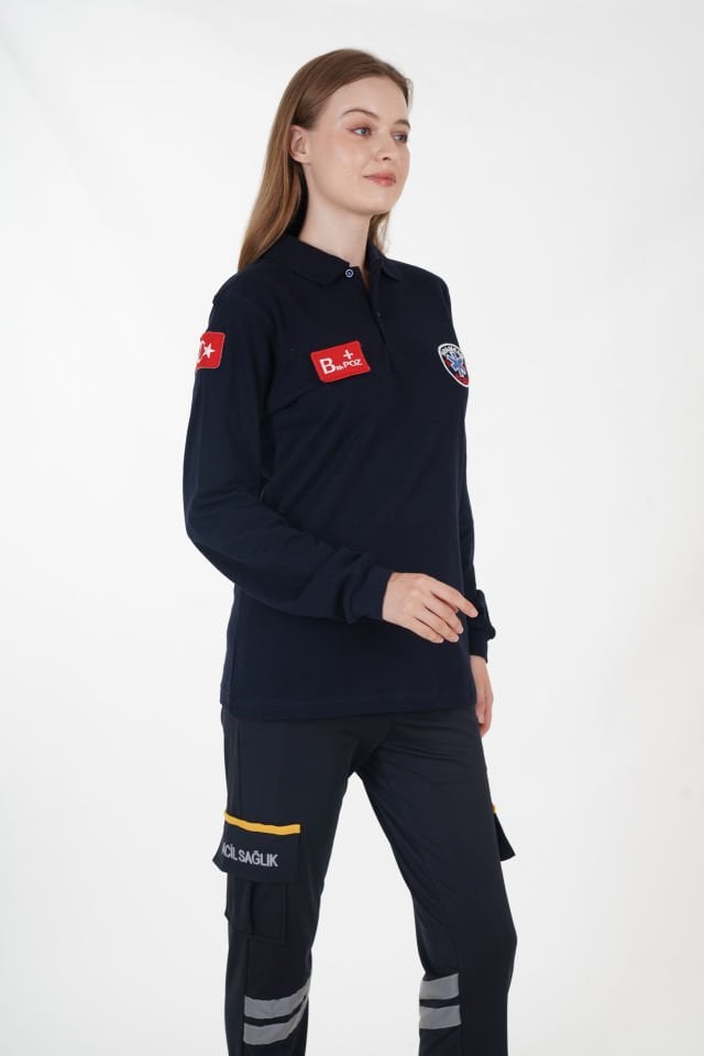 Paramedik Lacivert Uzun Kollu Lacoste  T-shirt (Unisex)