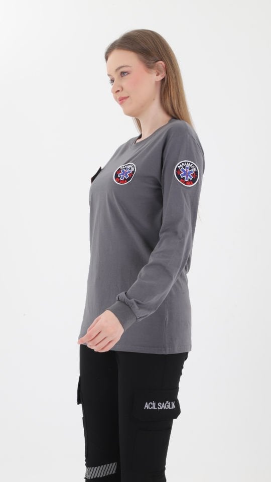 Yeni Paramedik Füme Penye Uzun Kol T-shirt (Unisex)