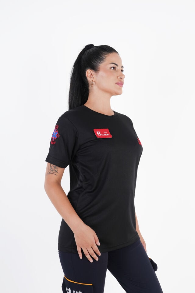 Ritimli Acil Sağlık Siyah Penye Kısa Kol (Unisex)