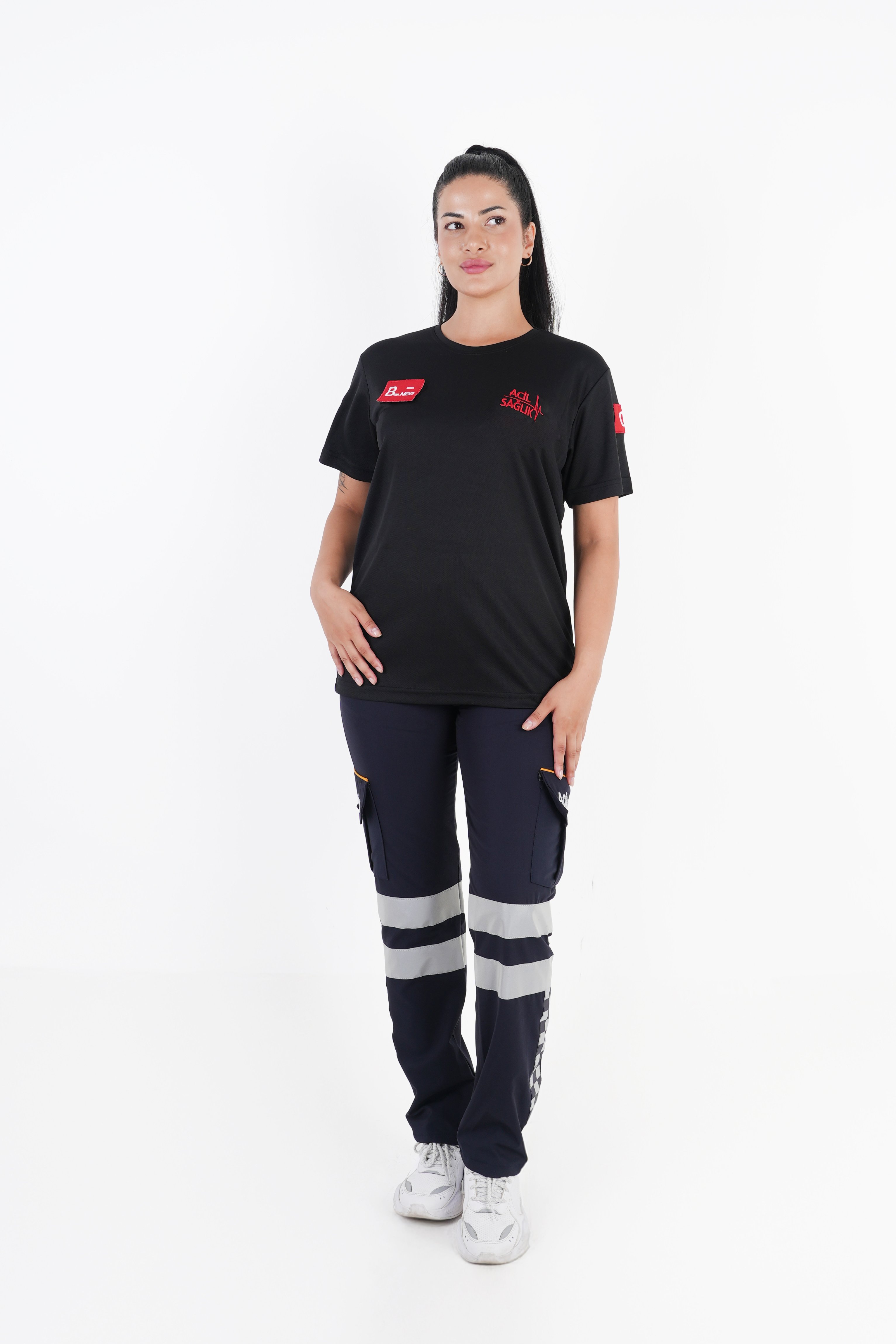 Ritimli Acil Sağlık Siyah Penye Kısa Kol (Unisex)