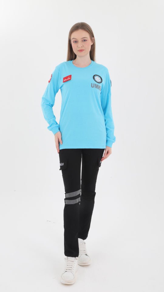 Yeni UMKE Turkuaz Penye Uzun Kol T-shirt (Unisex)