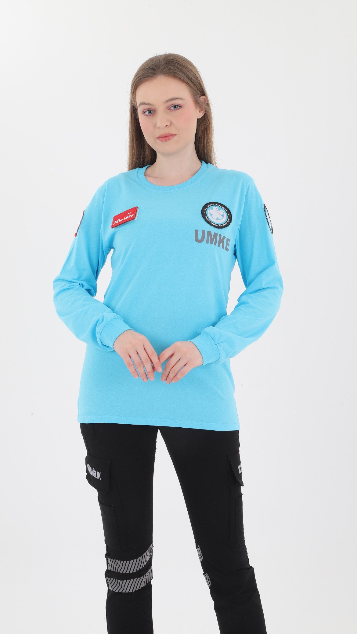 Yeni UMKE Turkuaz Penye Uzun Kol T-shirt (Unisex)