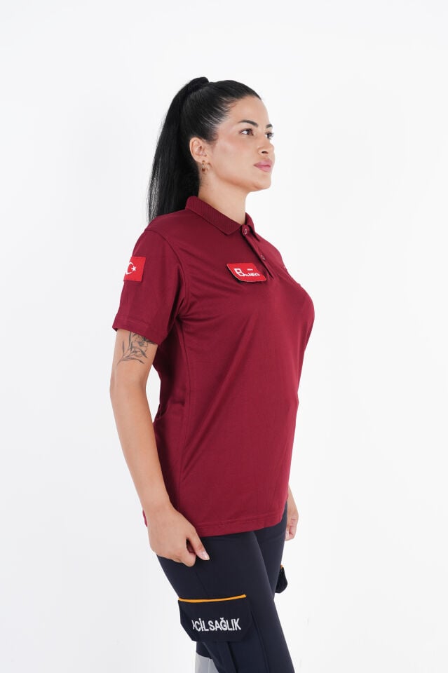 Ritimli Acil Sağlık Bordo Comfort Polo Yaka (Unisex-Fileli)