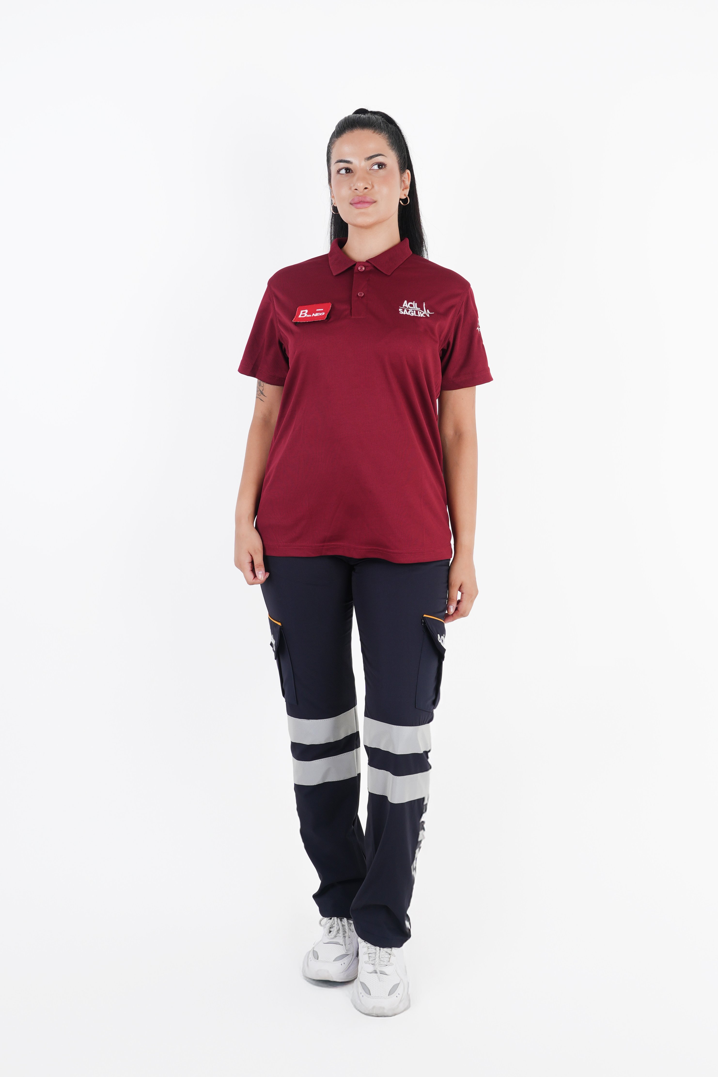 Ritimli Acil Sağlık Bordo Comfort Polo Yaka (Unisex-Fileli)