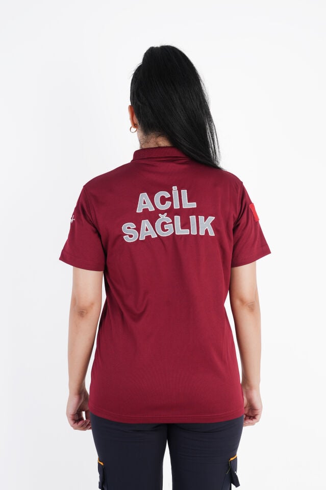 Ritimli Acil Sağlık Bordo Comfort Polo Yaka (Unisex-Fileli)