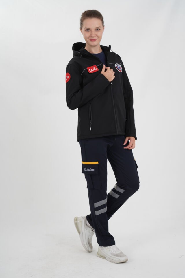 Paramedik Siyah Shoftshell Mont (Su Geçirmez-Unisex)