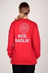 Yeni Sıfır Yaka 112 Acil Sağlık Kırmızı Swit (Unisex)