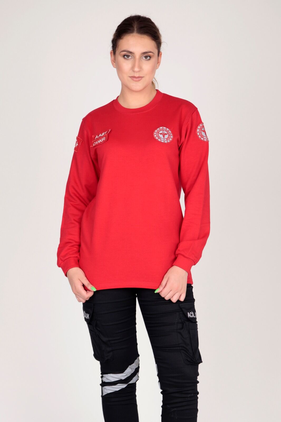 Yeni Sıfır Yaka 112 Acil Sağlık Kırmızı Swit (Unisex)
