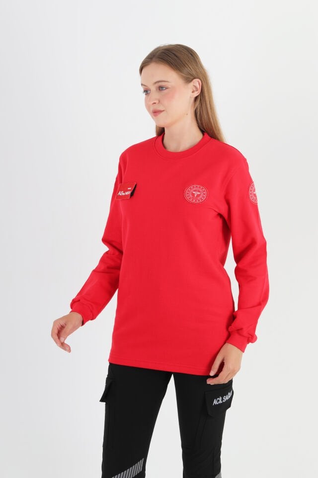 Yeni Sıfır Yaka 112 Acil Sağlık Kırmızı Swit (Unisex)