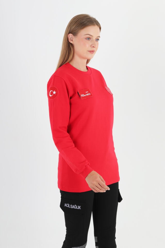 Yeni Sıfır Yaka 112 Acil Sağlık Kırmızı Swit (Unisex)