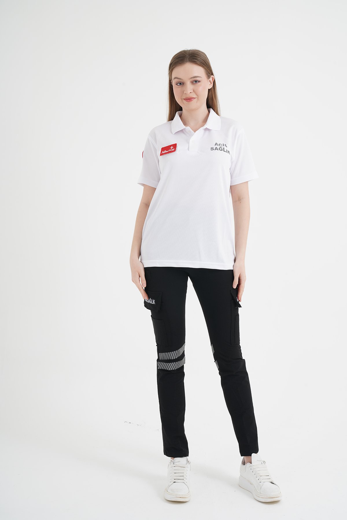 Acil Sağlık Comfort Polo Yaka T-shirt (Unisex-Fileli Kumaş) 3XL-54/56 Beden - Beyaz