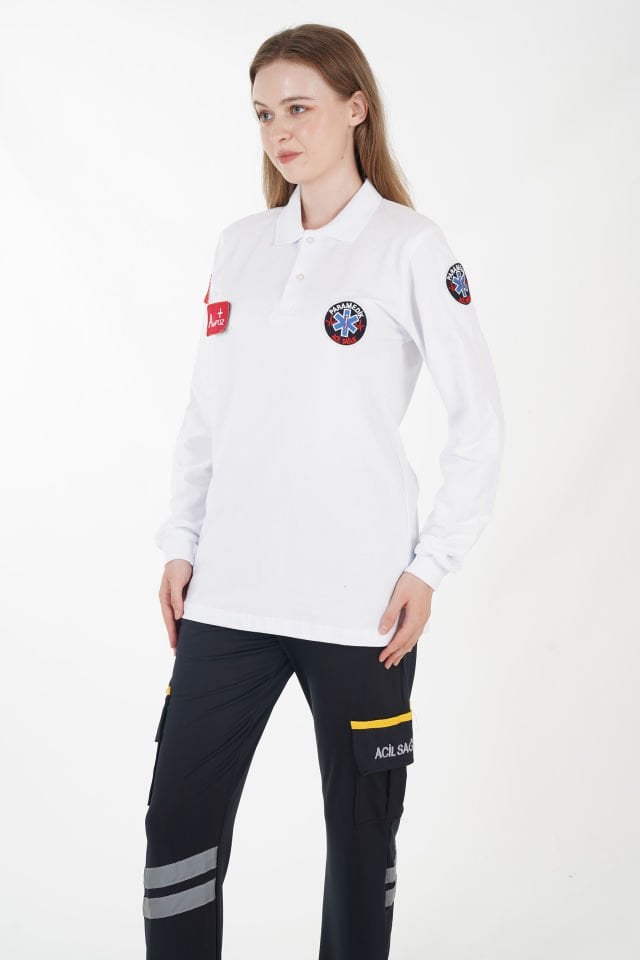 Paramedik Beyaz Uzun Kollu Lacoste T-shirt (Unisex)
