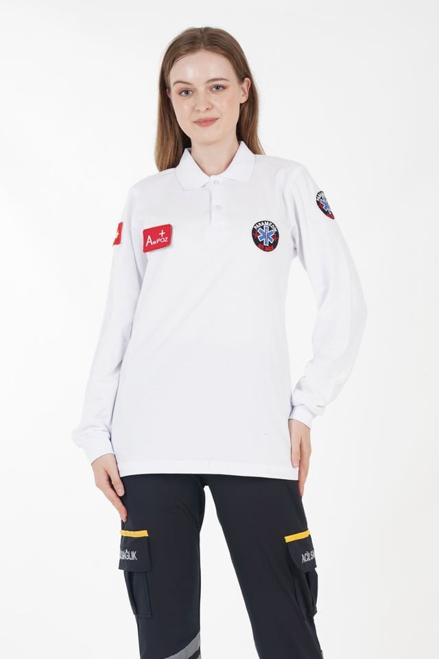 Paramedik Beyaz Uzun Kollu Lacoste T-shirt (Unisex)
