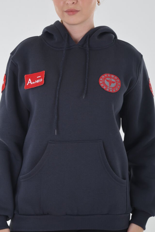 112 Acil Sağlık Antrasit Füme Kapşonlu Swit (Unisex)