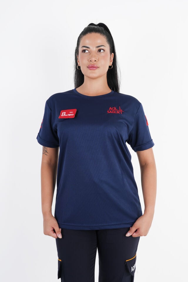 Ritimli Acil Sağlık Lacivert Comfort Sıfır Yaka (Unisex-Fileli)