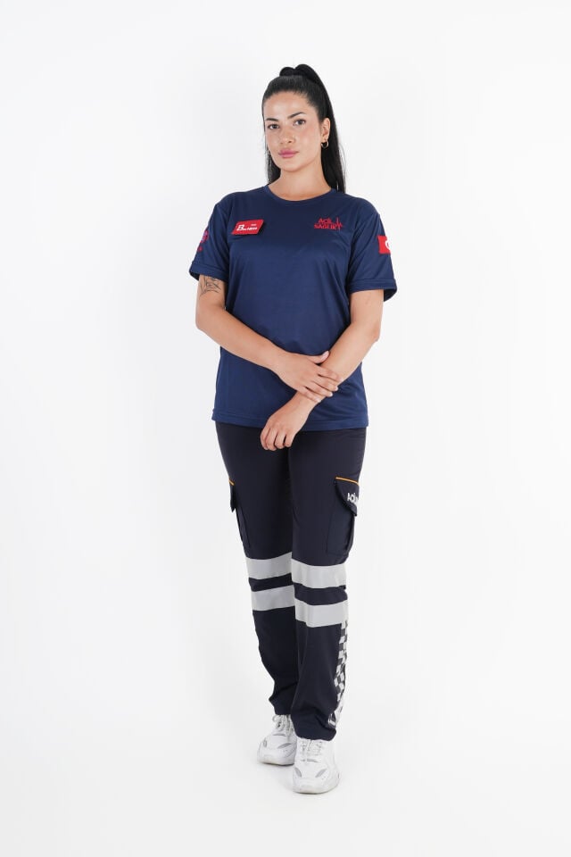Ritimli Acil Sağlık Lacivert Comfort Sıfır Yaka (Unisex-Fileli)