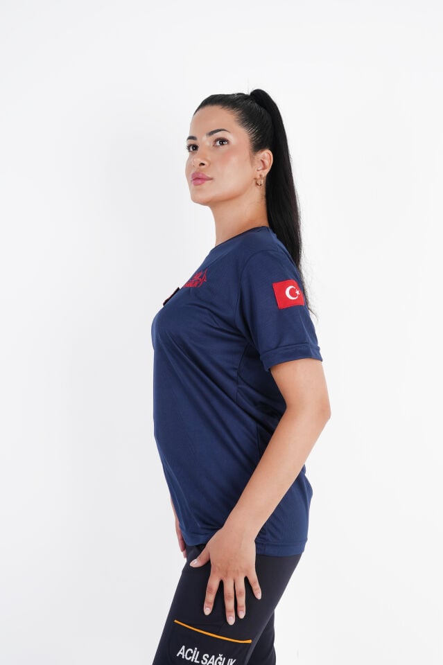 Ritimli Acil Sağlık Lacivert Comfort Sıfır Yaka (Unisex-Fileli)