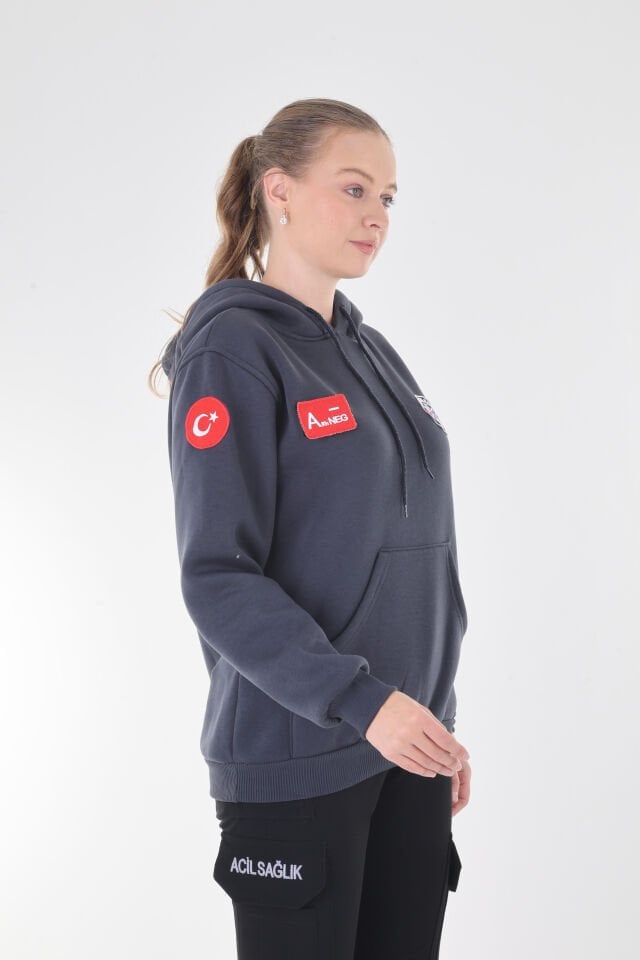 Paramedik Füme Antrasit Kapşonlu Swit (Unisex)