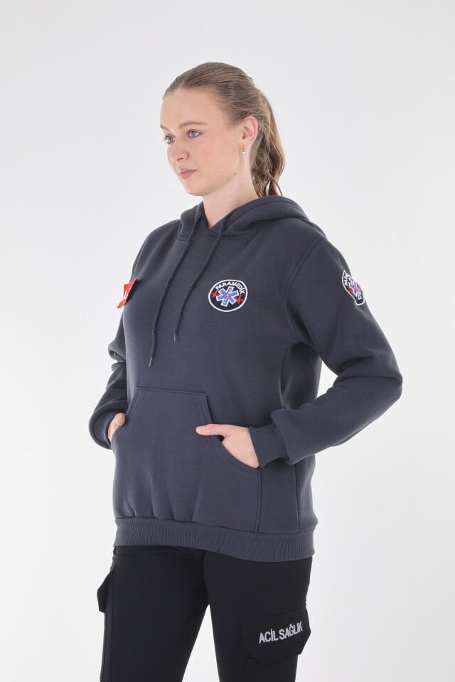 Paramedik Füme Antrasit Kapşonlu Swit (Unisex)