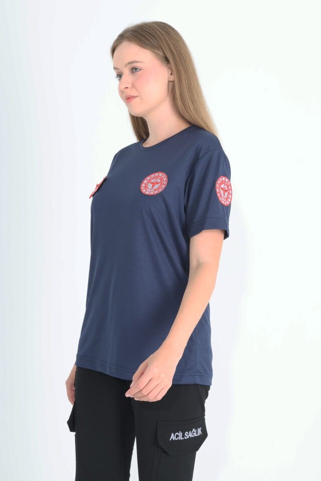 Yeni Sıfır Yaka 112 Acil Sağlık Lacivert Comfort T-shirt (Fileli-Unisex)