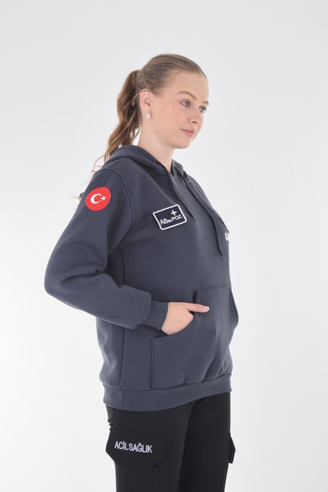 UMKE Antrasit Füme Kapşonlu Swit (Unisex)