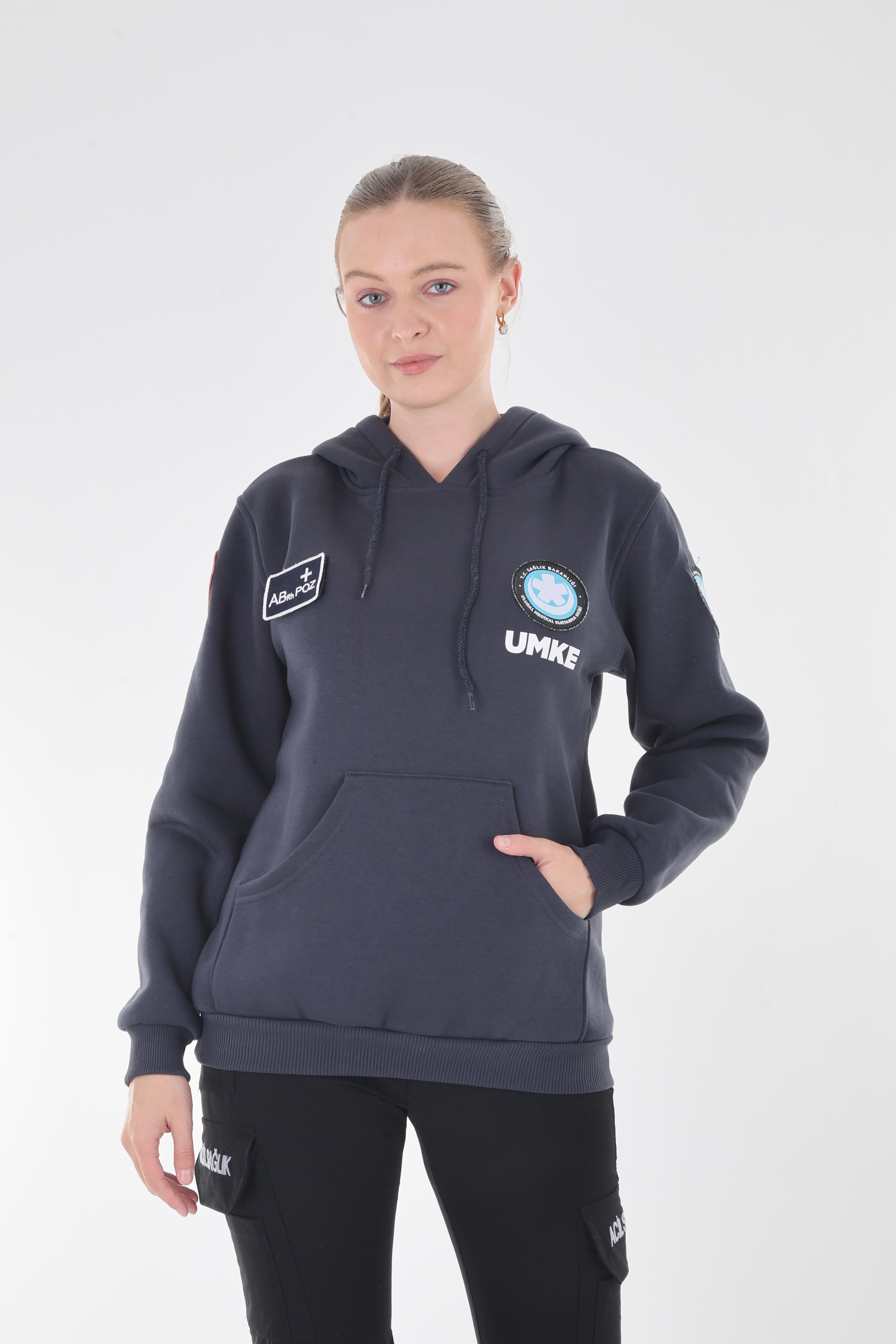 UMKE Antrasit Füme Kapşonlu Swit (Unisex)