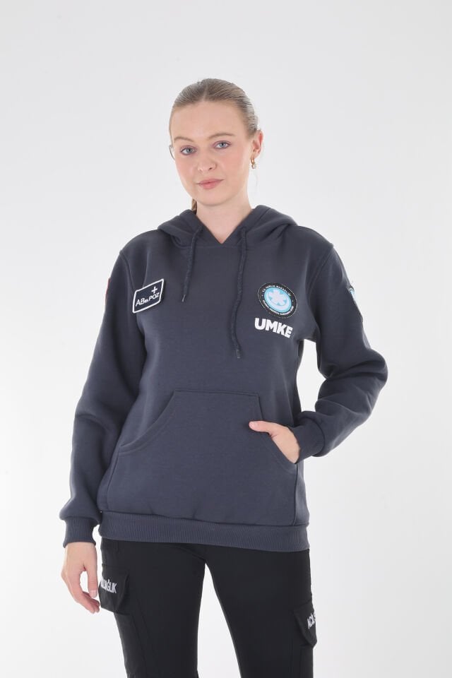 UMKE Antrasit Füme Kapşonlu Swit (Unisex)