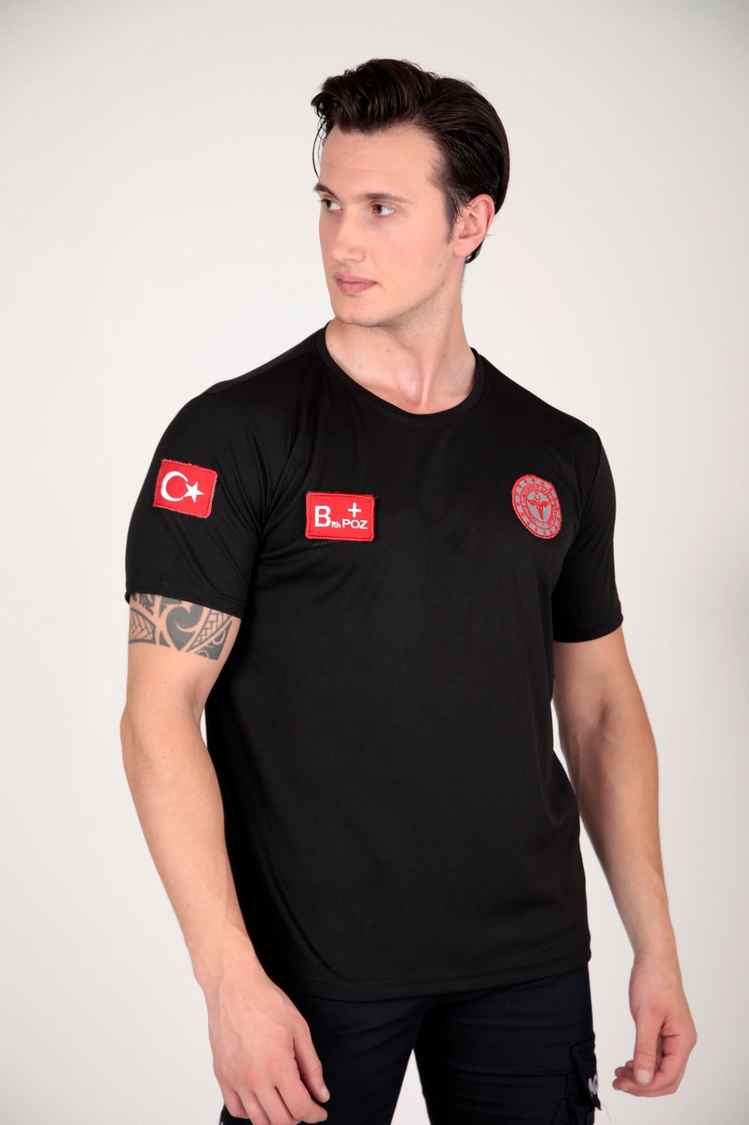 Sıfır Yaka 112 Acil Sağlık Siyah Comfort T-shirt (Fileli-Unisex)
