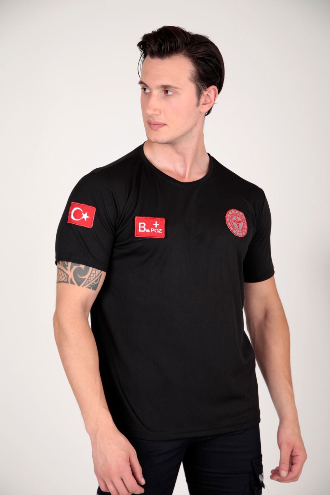 Sıfır Yaka 112 Acil Sağlık Siyah Comfort T-shirt (Fileli-Unisex)