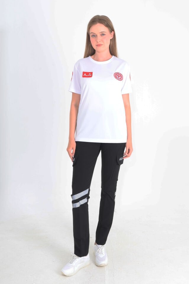 Yeni 112 Acil Sağlık Sıfır Yaka Beyaz Comfort T-shirt (Fileli-Unisex)