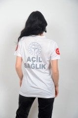 112 Acil Sağlık Beyaz V Yaka Comfort T-shirt (Unisex)
