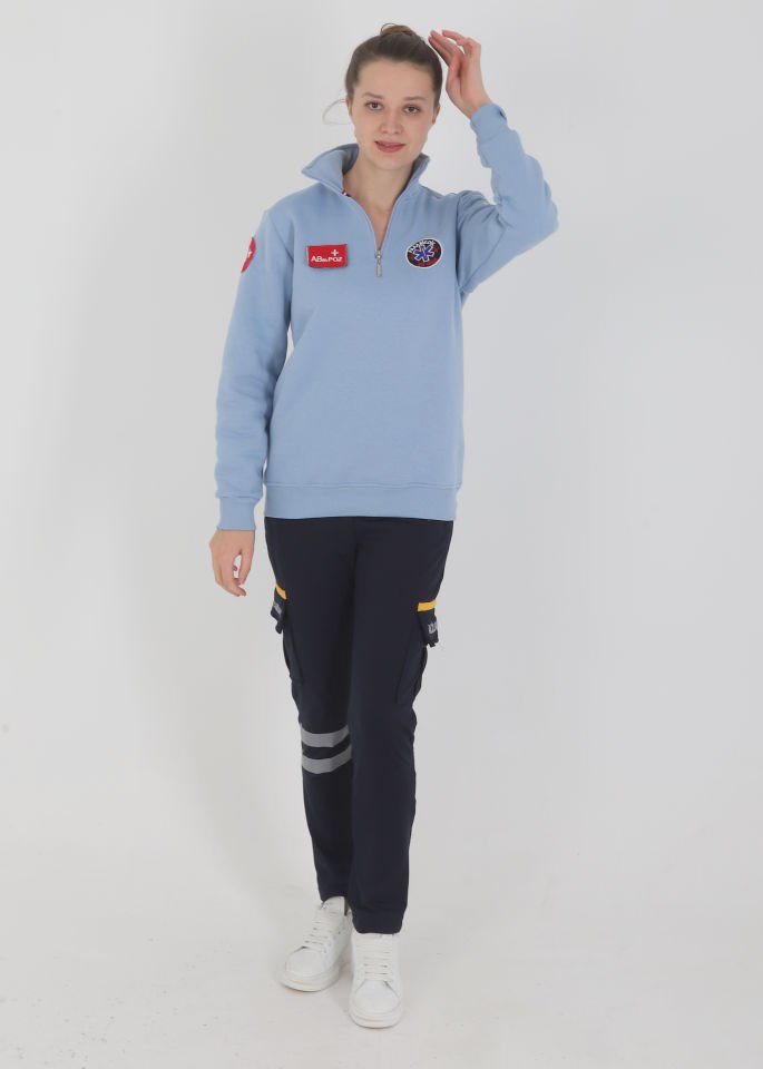 Yeni Paramedik Açık Mavi Fermuarlı Swit (Unisex)