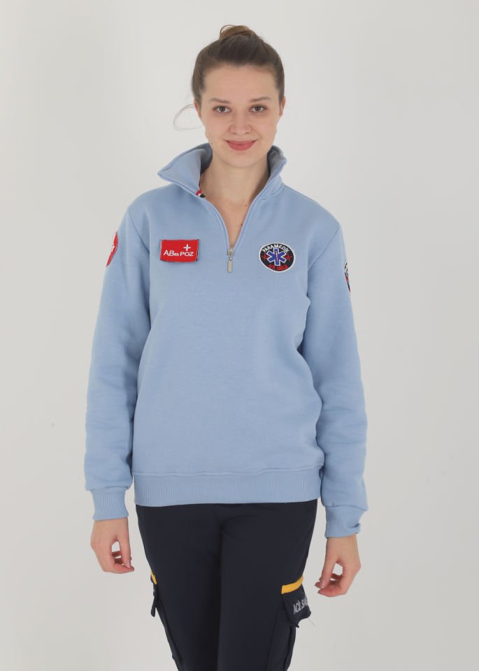 Yeni Paramedik Açık Mavi Fermuarlı Swit (Unisex)