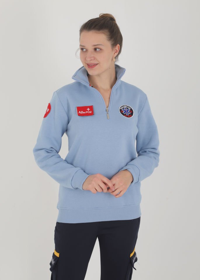 Yeni Paramedik Açık Mavi Fermuarlı Swit (Unisex)