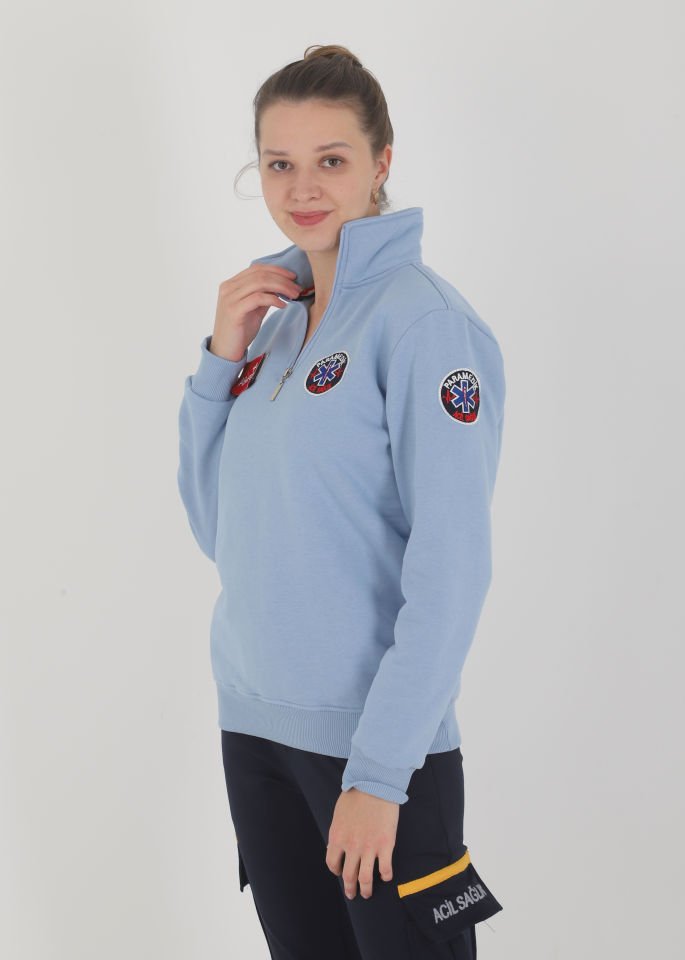 Yeni Paramedik Açık Mavi Fermuarlı Swit (Unisex)