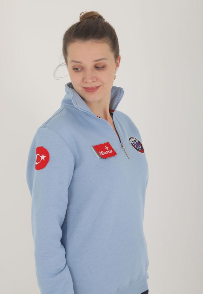Yeni Paramedik Açık Mavi Fermuarlı Swit (Unisex)