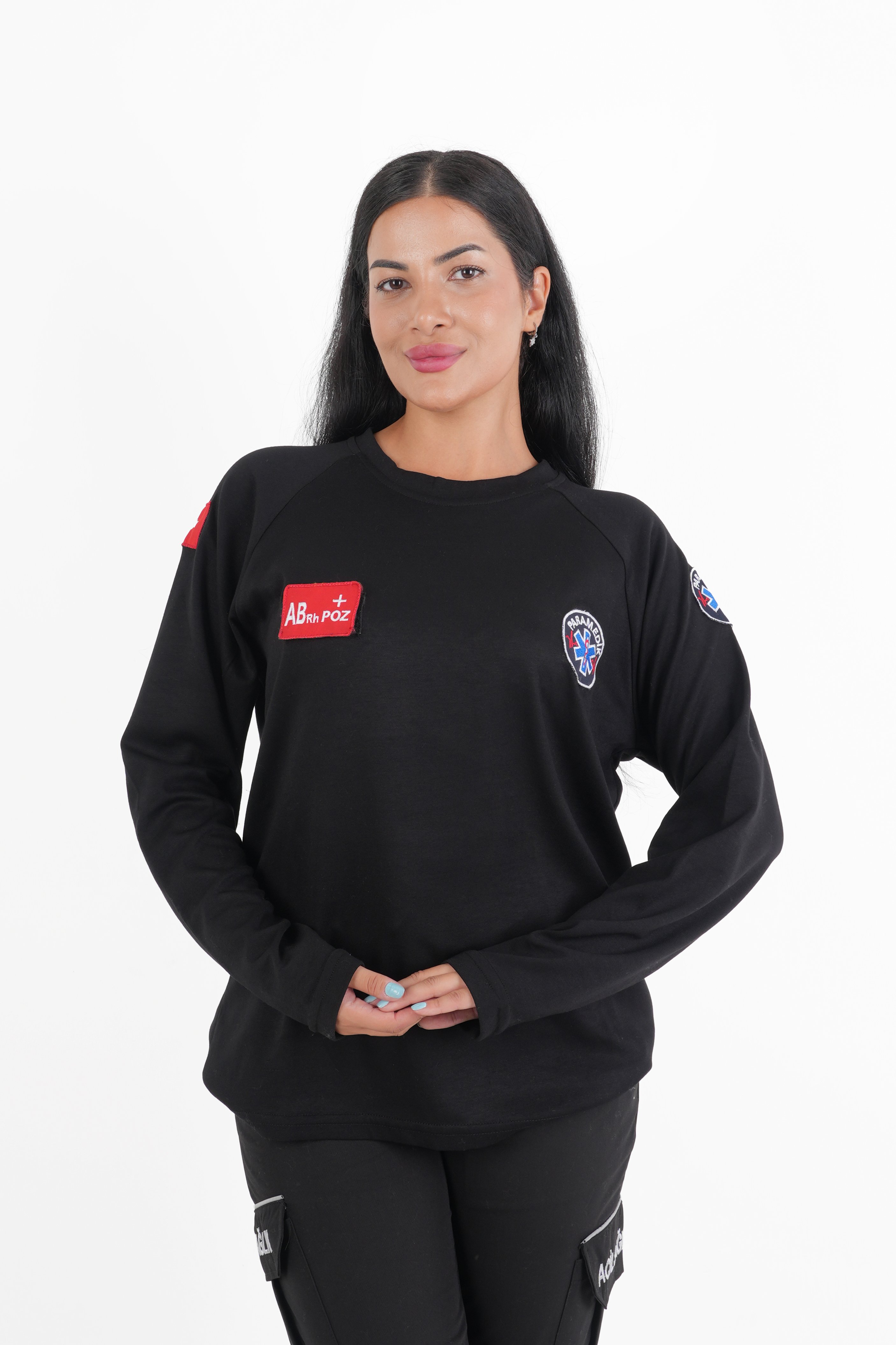 Paramedik Siyah Oysho Kumaş Sıfır Yaka Swit (Unisex)