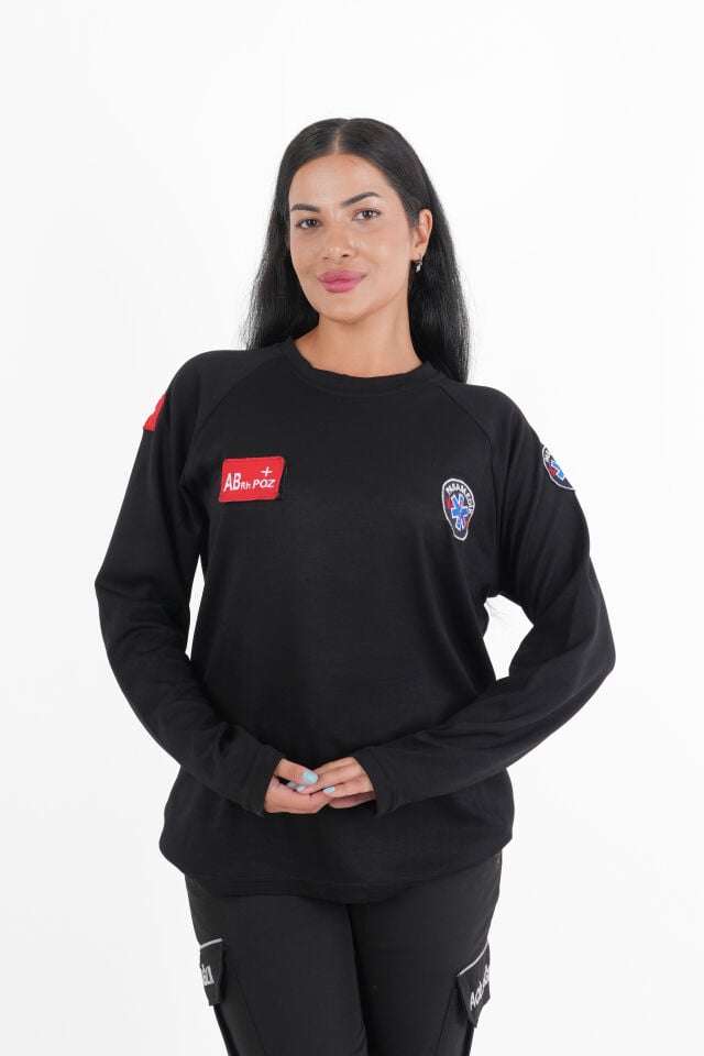 Paramedik Siyah Oysho Kumaş Sıfır Yaka Swit (Unisex)