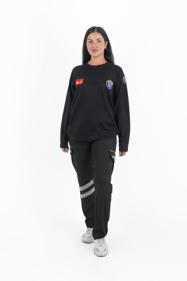 Paramedik Siyah Oysho Kumaş Sıfır Yaka Swit (Unisex)