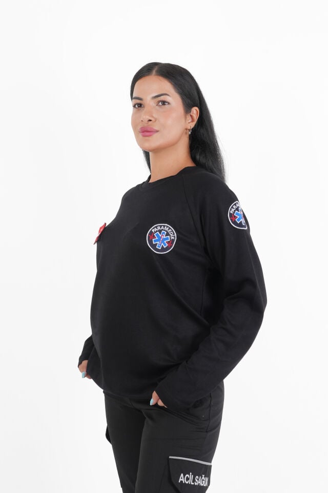 Paramedik Siyah Oysho Kumaş Sıfır Yaka Swit (Unisex)