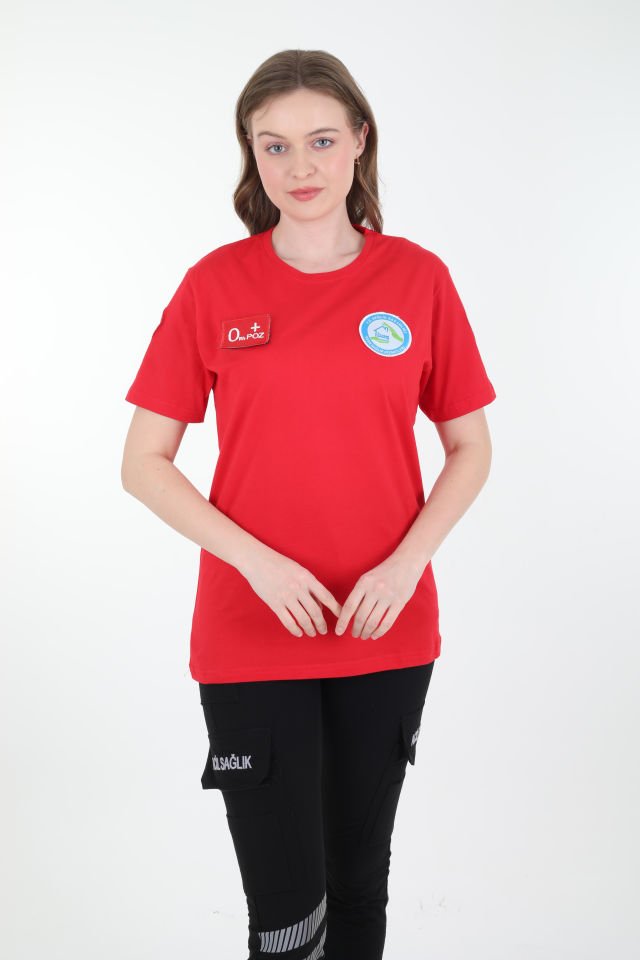 Evde Sağlık Kırmızı Penye T-shirt (Unisex)