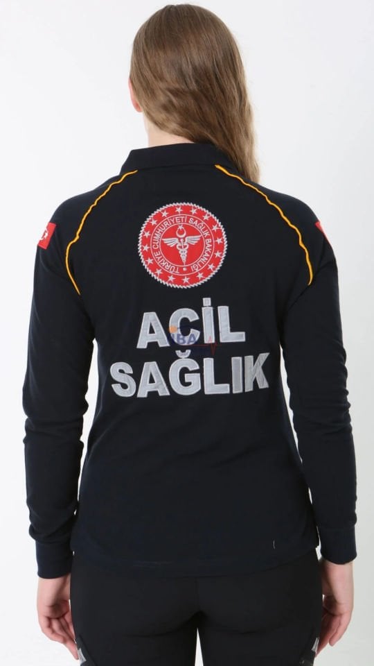 112 Acil Sağlık Lacivert Lacost Uzun Kollu T-shirt (Unisex)