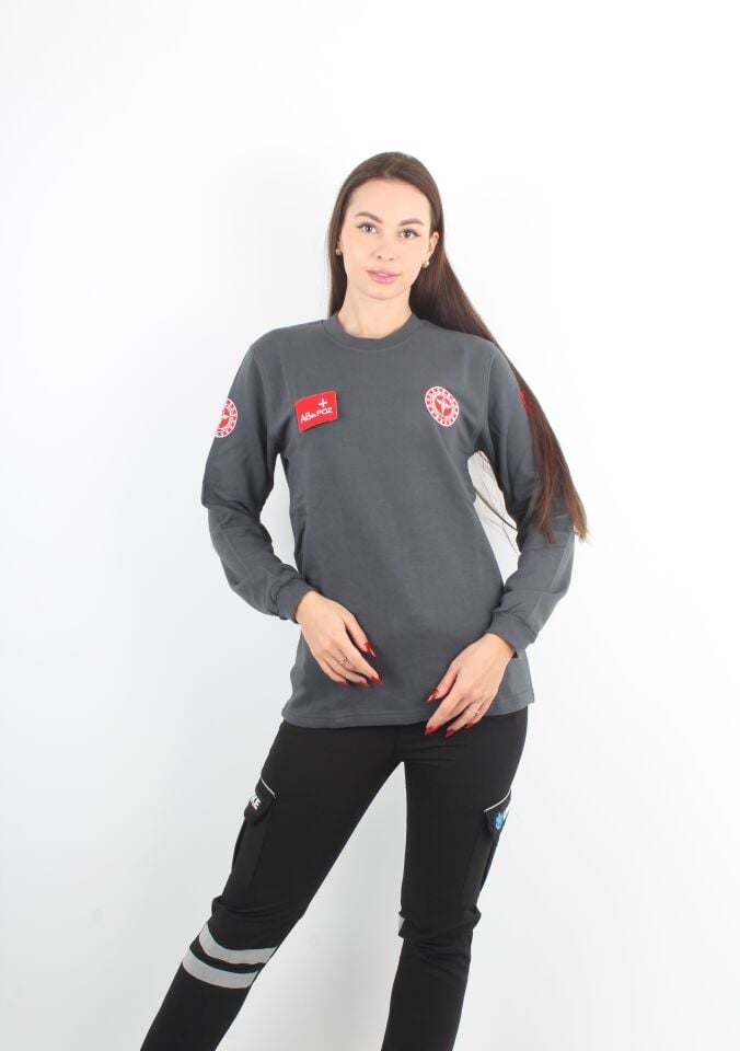 YENİ 112 ACİL SAĞLIK SIFIR YAKA FÜME SWİTH (UNİSEX-2 İPLİK)